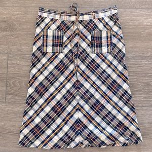 NEW! Polo Jeans Co. by Ralph Lauren Plaid Skirt Midi Navy White Burgundy Size 2